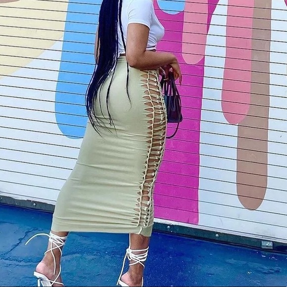 Skirt weave BLACK skirt sexy womens cutout - Picture 5 of 5